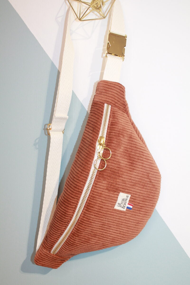 Sac banane standard velours rouille