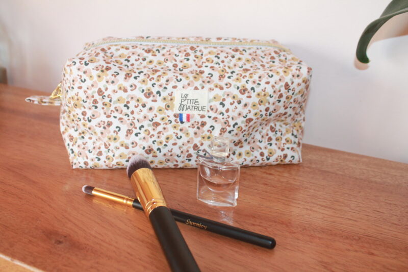 trousse de toilette en coton leopard
