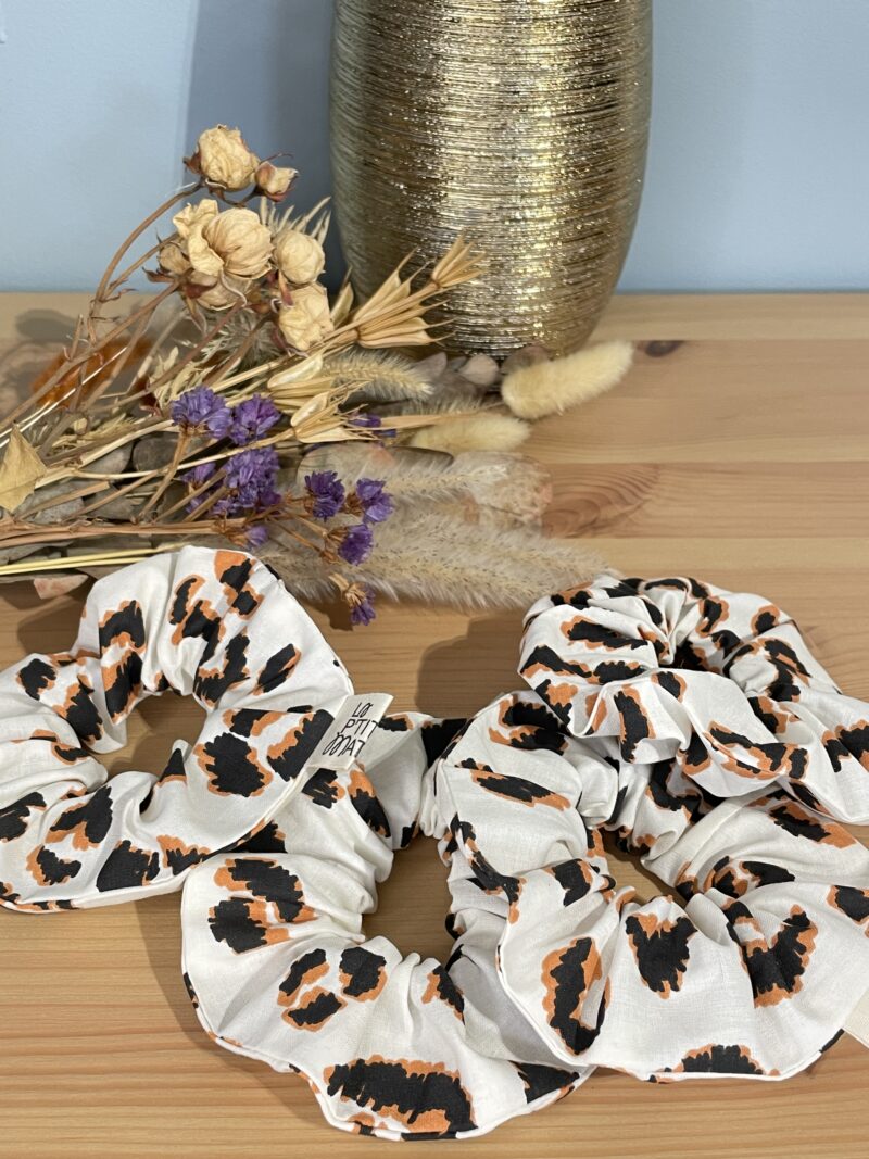 chouchou en coton leopard