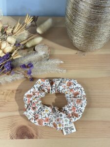 chouchou en popeline de coton fleurie