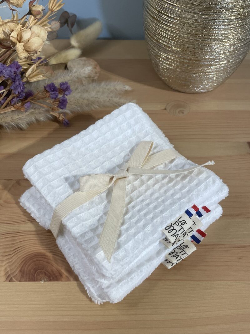 lot de lingettes en nid d'abeille blanc éponge de bambou
