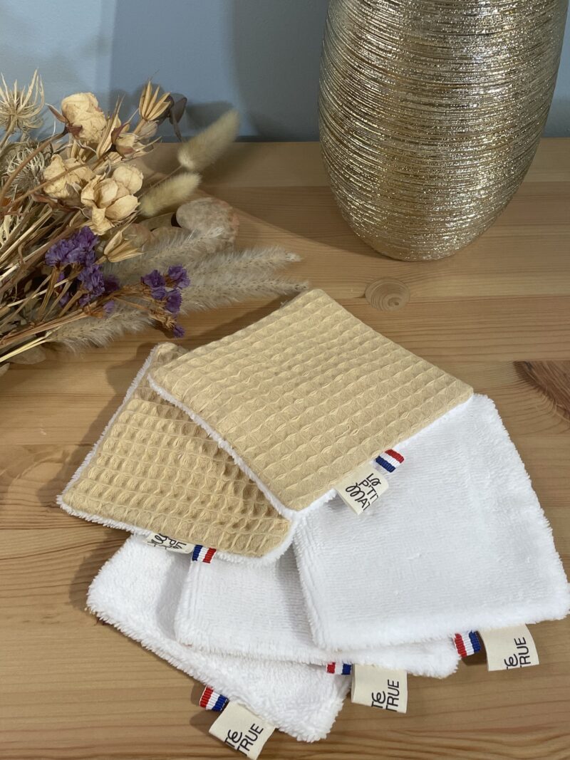 lot de lingettes en nid d'abeille jaune blé éponge de bambou