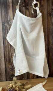 Tablier d'allaitement en double gaze biologique blanc