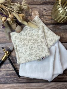 lot de 5 grandes lingettes en double gaze biologique Colette et éponge de bambou
