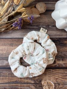 chouchou en double gaze de coton tissu renarde