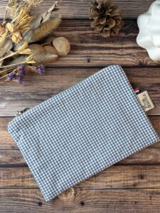 Pochette plate en coton vichy bleu