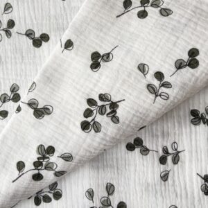 double gaze eucalyptus sur fond blanc certifié oeko tex