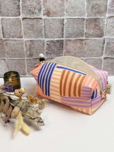 Trousse de toilette faite main collection Love mum rayure