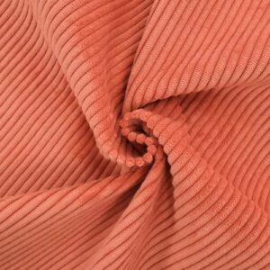 Tissu en velours côtelé couleur corail