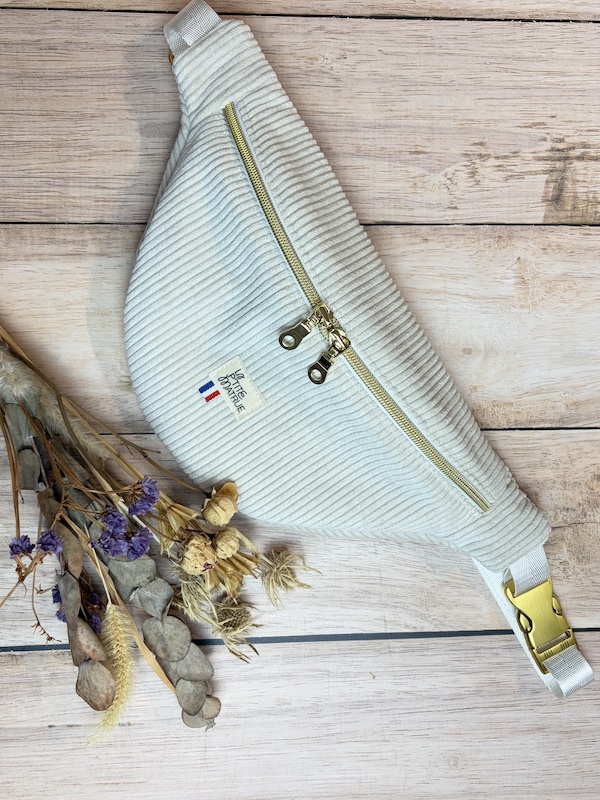 Sac banane standard velours beige