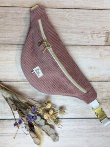 Sac banane standard velours vieux rose